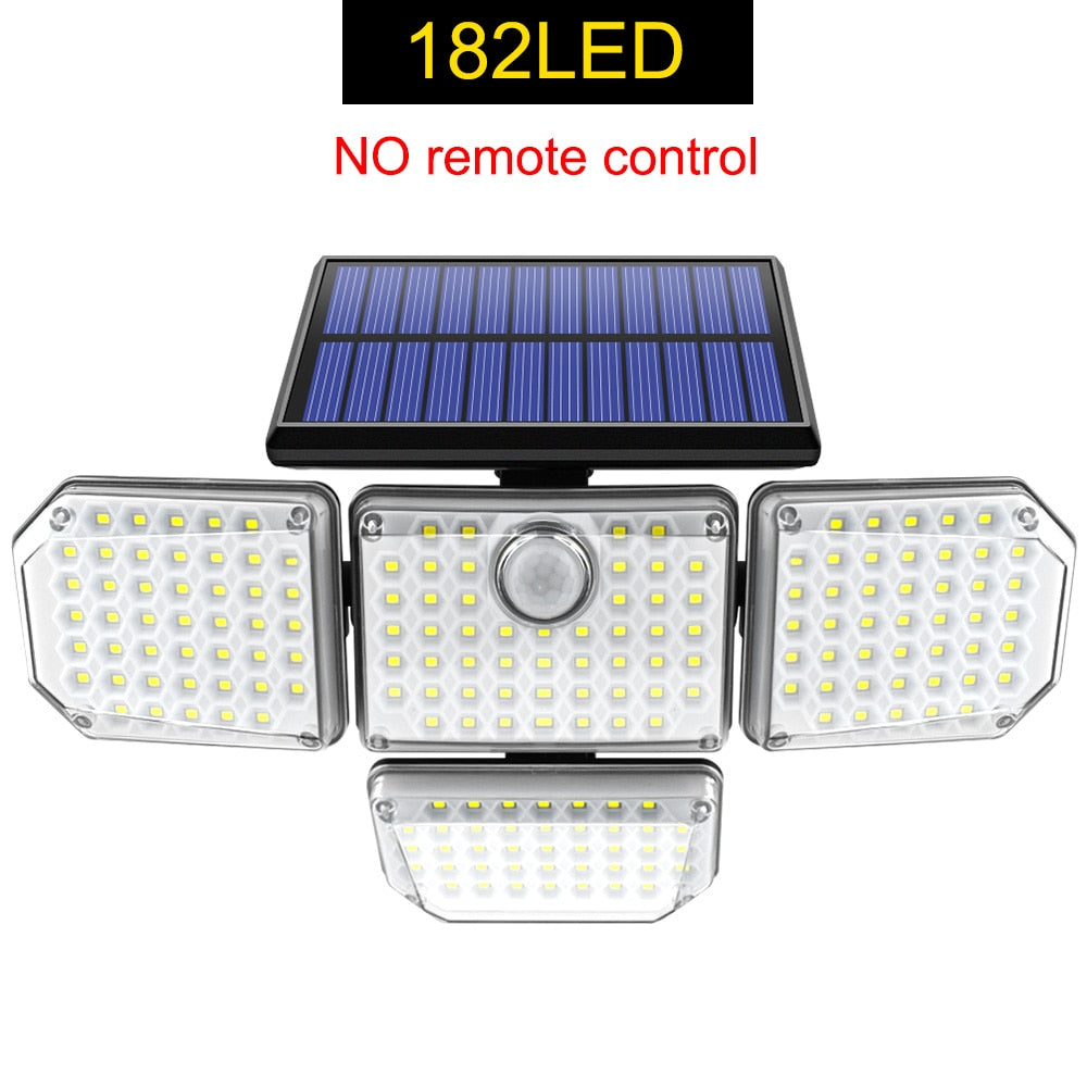 Solar Lights Outdoor 182/112 LED Wall Lamp, Adjustable Heads, IP65 Waterproof, 3 Modes Security Flood Light