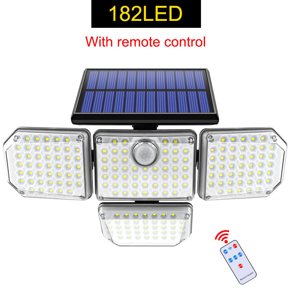 Solar Lights Outdoor 182/112 LED Wall Lamp, Adjustable Heads, IP65 Waterproof, 3 Modes Security Flood Light