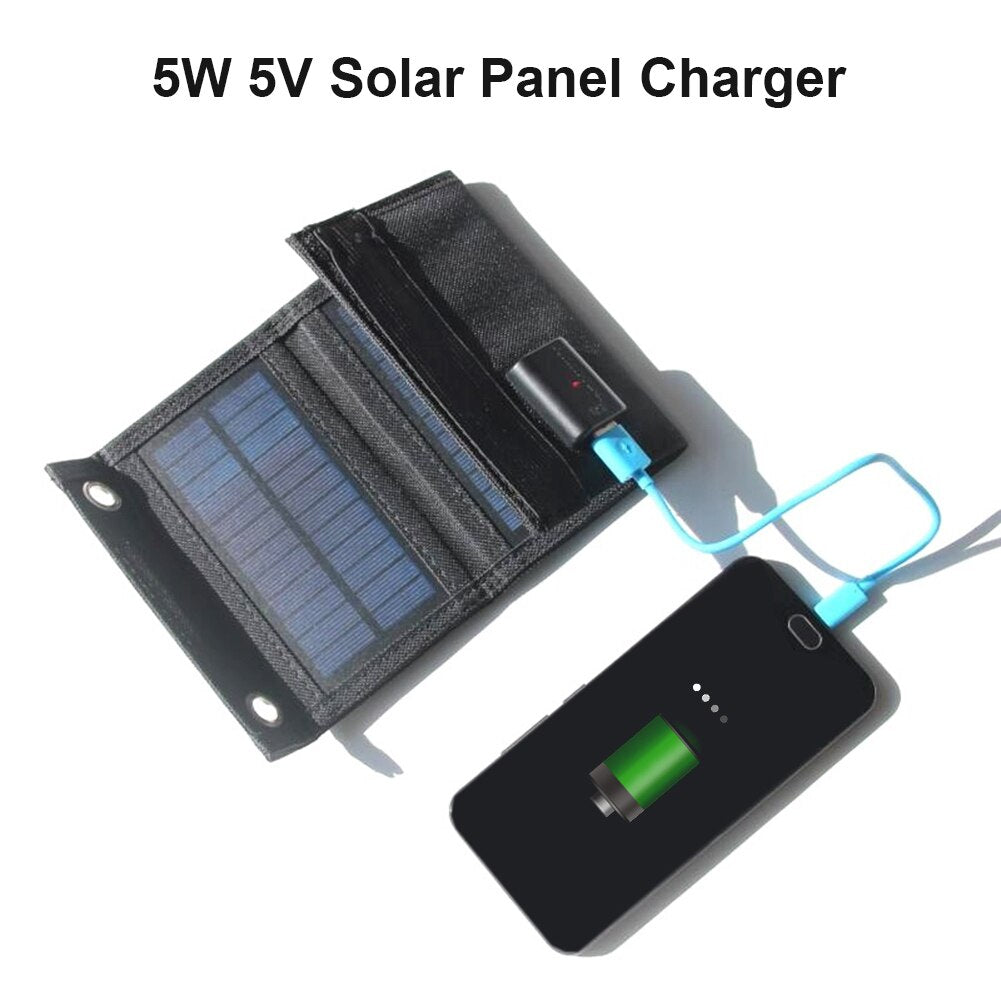 5W 5V Folding USB Solar Charger - Portable, Waterproof Solar Battery for Mobile Phones & Outdoor Use