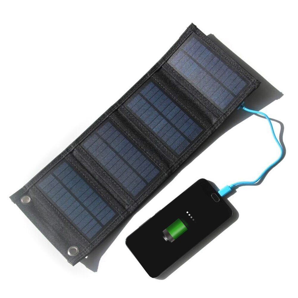 5W 5V Folding USB Solar Charger - Portable, Waterproof Solar Battery for Mobile Phones & Outdoor Use