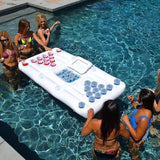 Summer Party Inflatable Pool Float: Beer Cooler, Cup Holder, Tray, Beach Swimming Ring, Air Mattress