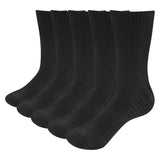 5 Pairs Performance Cotton Moisture-Wicking Sports Hiking Crew Socks, Size 37-46 EU