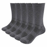 5 Pairs Performance Cotton Moisture-Wicking Sports Hiking Crew Socks, Size 37-46 EU