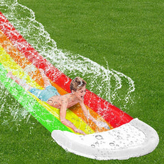 Inflatable Water Slide Pool with Sprinkler - PVC Outdoor Summer Swimming Pool for Kids - Backyard Lawn Water Games & Toys