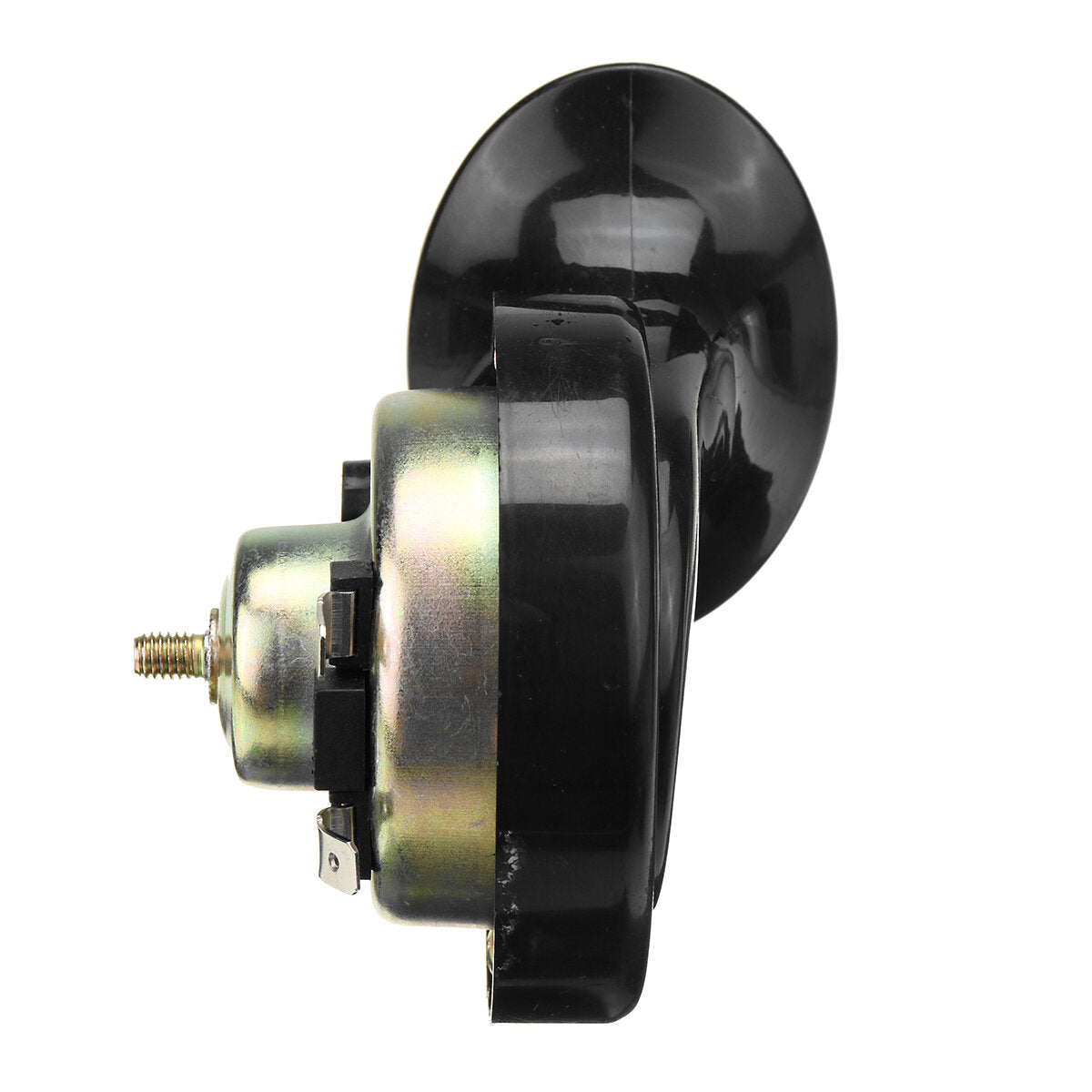 12V 115dB Electric Bull Horn - Loud Waterproof Metal Sound for Motorcycle, Car, Truck, Boat - Black