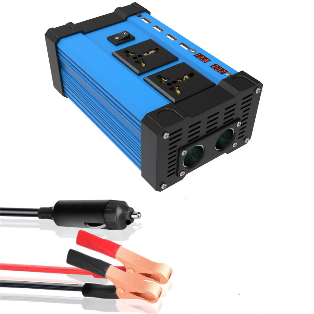 1200W Peak Car Power Inverter DC 12V to AC 110/220V, 4 USB Ports, Modified Sine Wave, LCD Screen