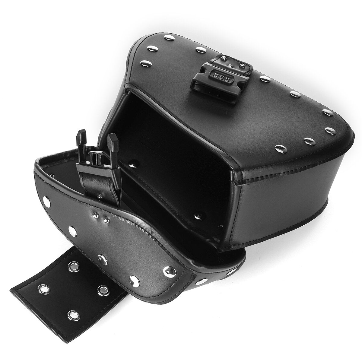 Motorrad-Satteltaschen aus PU-Leder, schwarz, Passwortschloss, universelle Passform, seitliche Aufbewahrung, 1 Paar