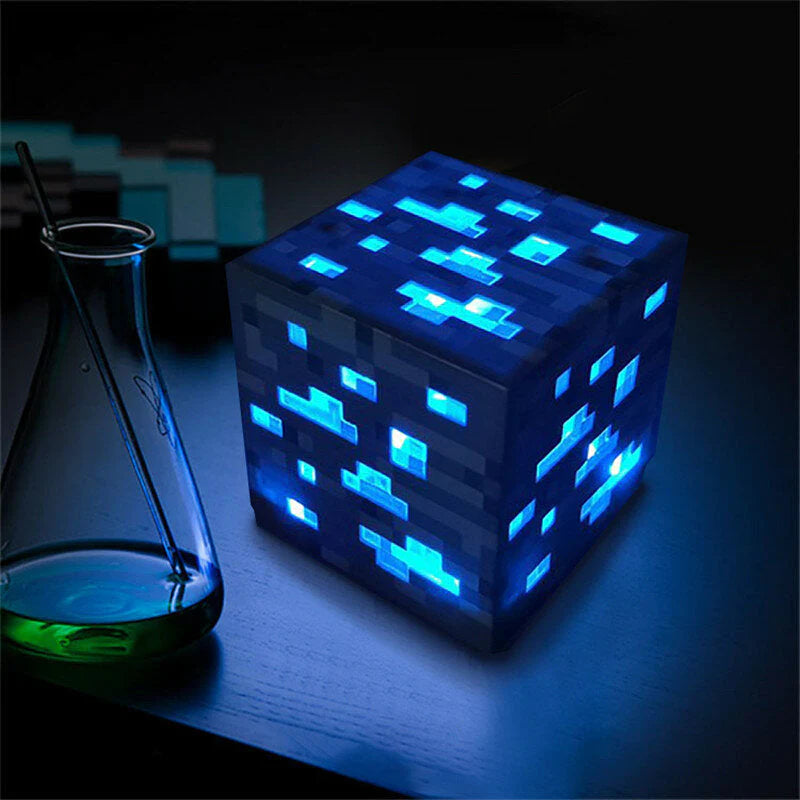 Wiederaufladbare LED-Minecraft-Taschenlampe, Nachtlicht – kreative Spiellampe für Kinder, Zuhause, Schlafzimmer-Dekoration