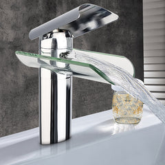 Chrome Solid Brass Waterfall Faucet for Bathroom/Kitchen Basin Sink Mixer Tap