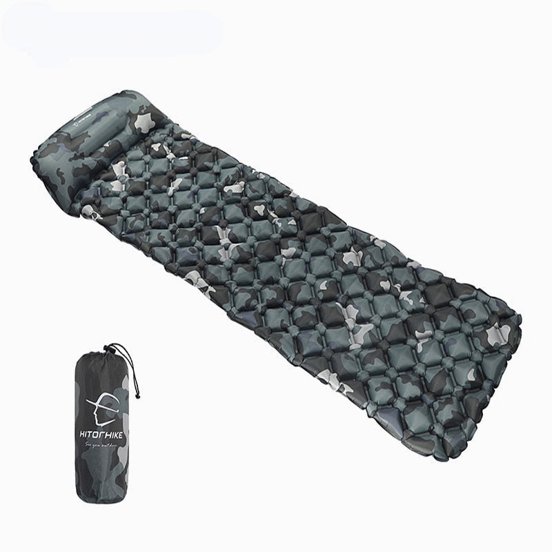 Ultralight Inflatable Camping Sleeping Pad with Pillows - Folding Travel Mat for Hiking & Trekking