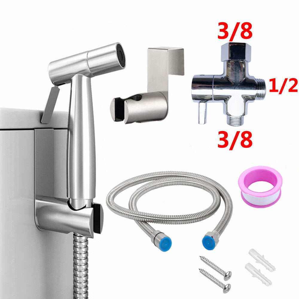 Handheld Bidet Sprayer for Toilet - Adjustable Pressure Faucet Diaper Set with Hose Attachment for Bathroom