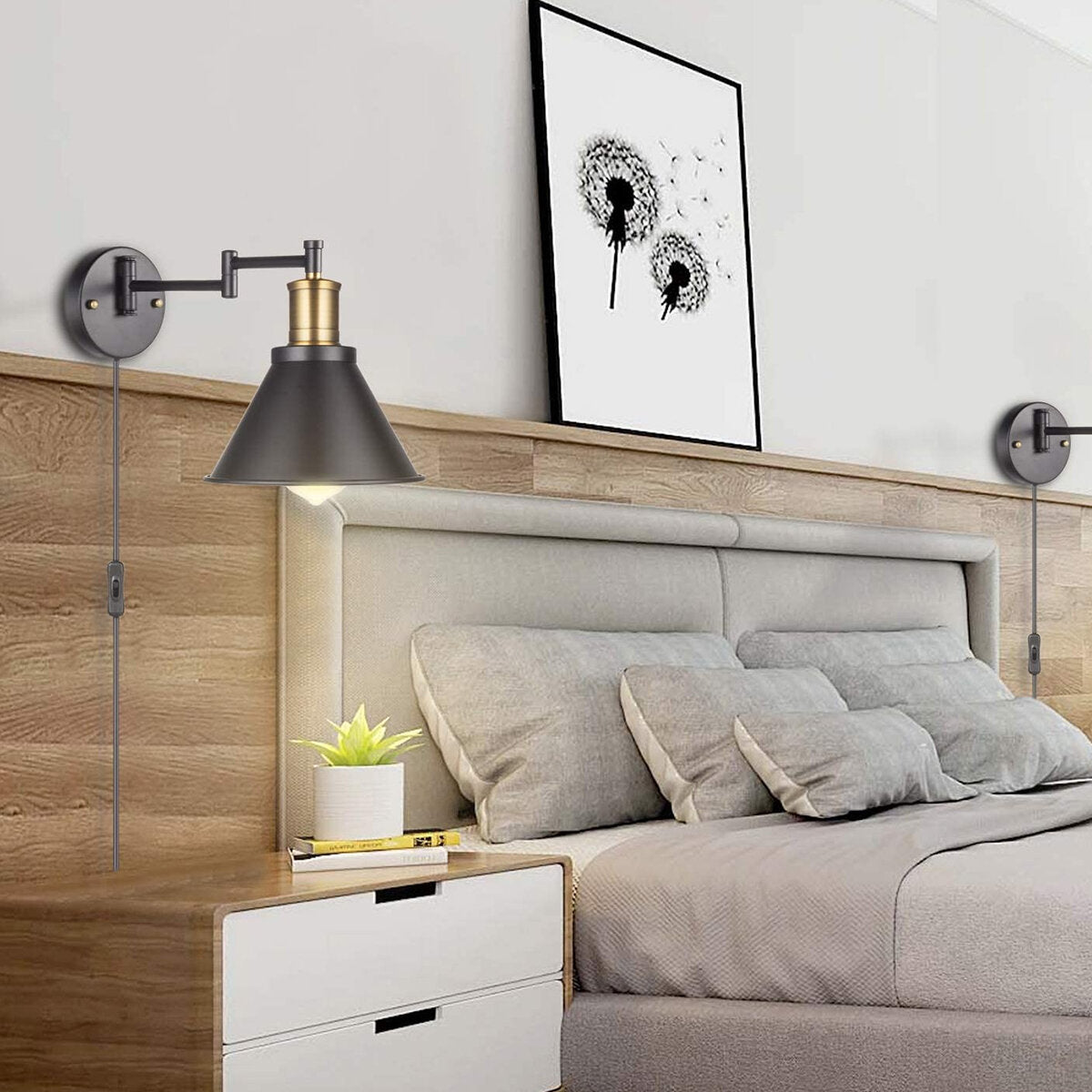 220V Adjustable LED Wall Light Fixture with Lampshade for Dining Room - Bulb Not Included
