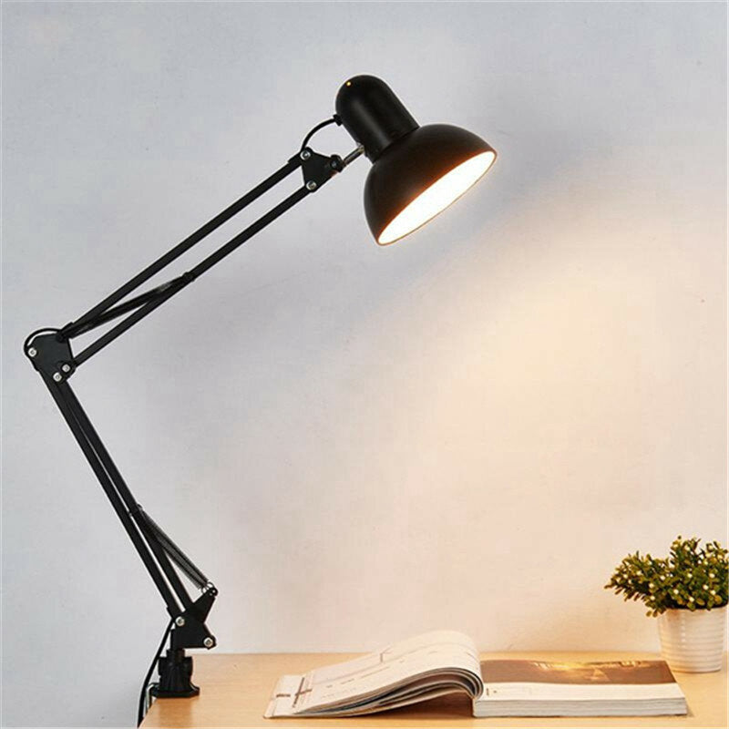 Large Adjustable Swing Arm Drafting Office Clamp Table Lamp - Studio Desk Light