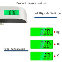 Digitale Handgepäckwaage mit LCD-Display und Hintergrundbeleuchtung, 110 lb/50 kg