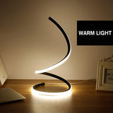 Modern Spiral LED Bedside Table Lamp - Curved, Dimmable, Warm White Desk Light