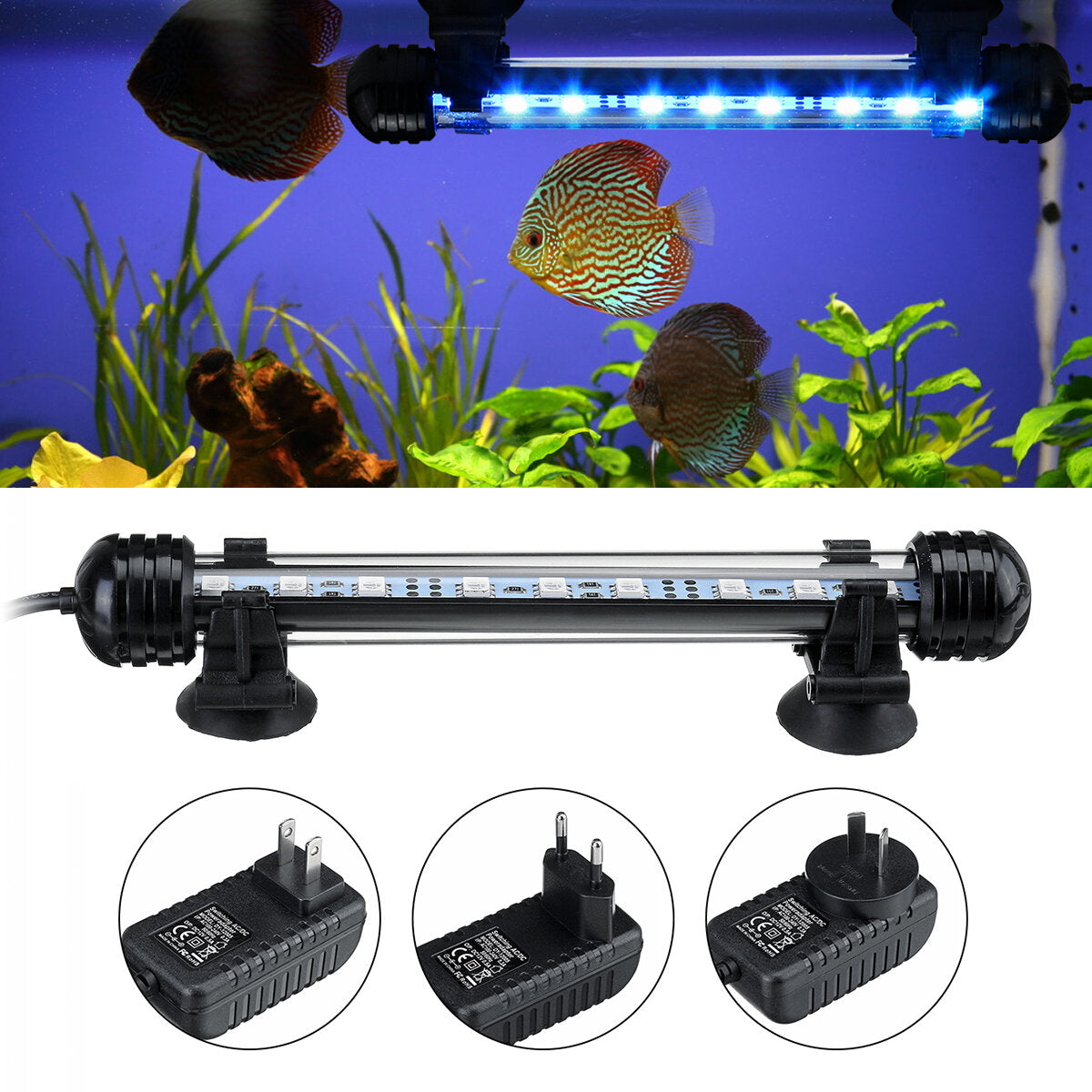 18cm 5050SMD 9LED RGB Aquarium Fish Tank Light - Submersible Waterproof Bar Strip Lamp