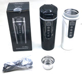 450ml 12V/24V Car Heating Cup - Stainless Steel Electric Water Cup with LCD Temperature Display