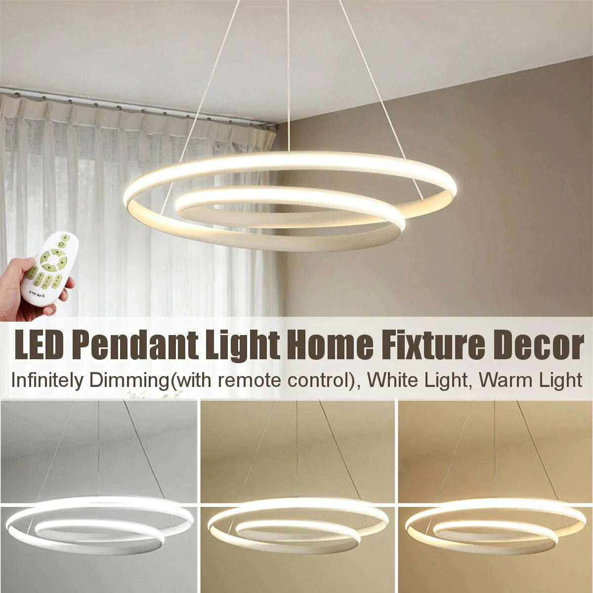 Dimmable LED Pendant Light Ceiling Lamp for Home Dining Room Decor