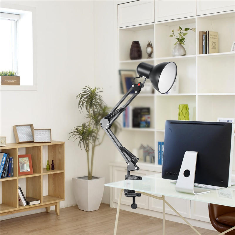 Large Adjustable Swing Arm Drafting Office Clamp Table Lamp - Studio Desk Light