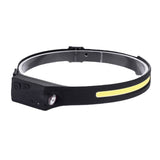 COB LED Headlamp with Sensor, USB Rechargeable, Built-in Battery, 5 Lighting Modes, Work Light Flashlight