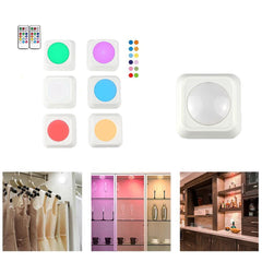 Colorful Remote Control LED Night Light - 3pcs/6pcs for Wardrobe, Kitchen, Bedroom, Cabinet - Square Shape