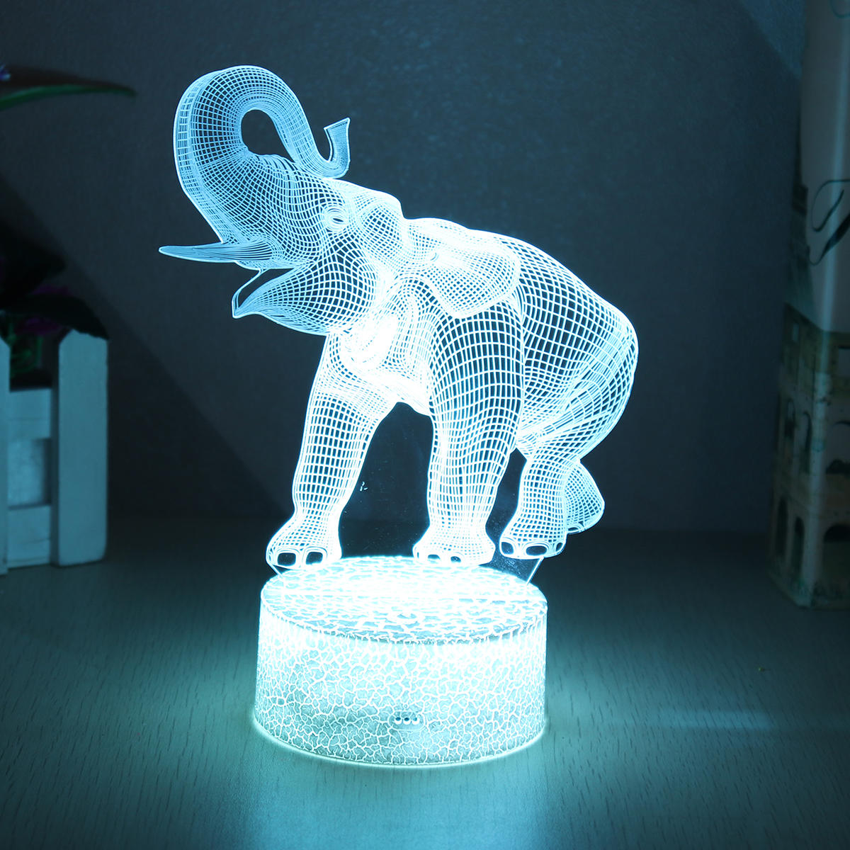 16-Color 3D LED Elephant Night Light with Touch Switch - Perfect for Bedroom Table Home Decor