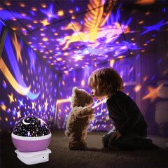 Automatic Rotating Starry Sky Projector Lamp - Star Moon Colorful Diamond USB LED Night Light