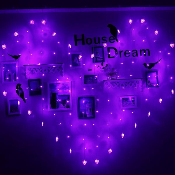 128 LED Heart Shape Light String 220V, 2x1m Curtain Light for Home Decor, Festival, Christmas