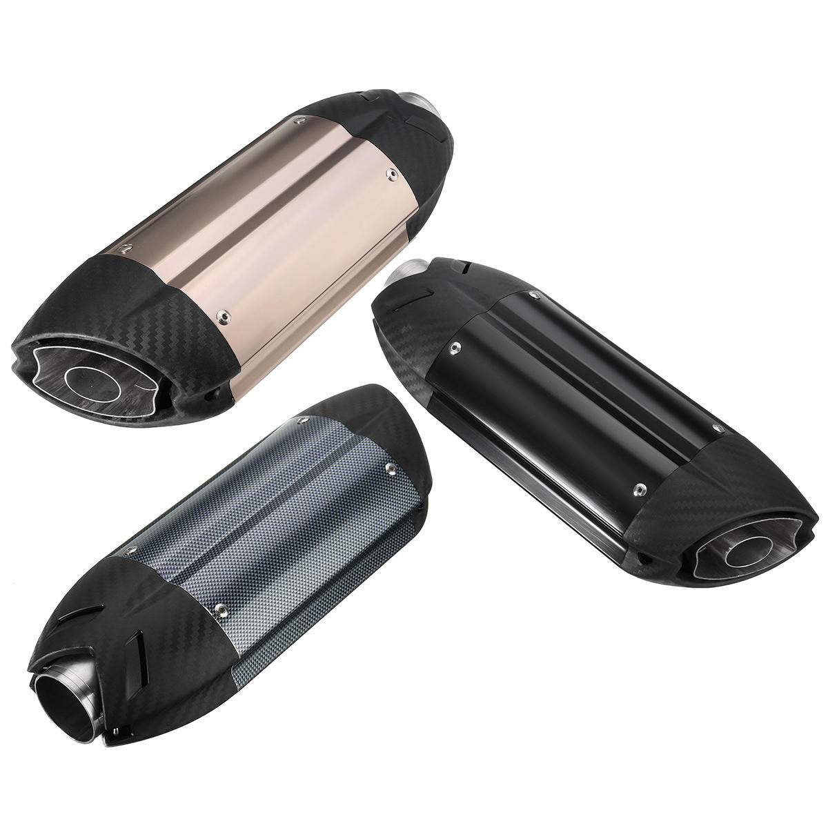 Universal 38-51mm Motorcycle Exhaust Muffler - Carbon Stainless Steel for Street Sport Bikes