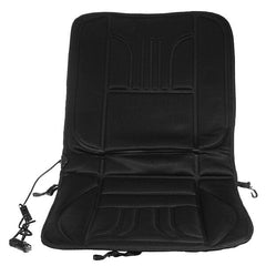 12V Heated Car Seat Cushion Cover - Padded, Black, Winter Warmer for Cars and Vans