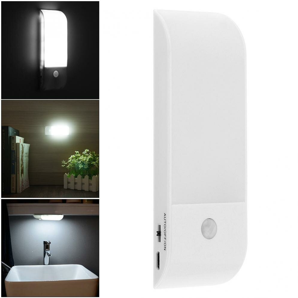 12 LED USB Rechargeable Motion Sensor Night Light - Portable Wireless Wall Lamp for Kitchen, Bedroom, Home