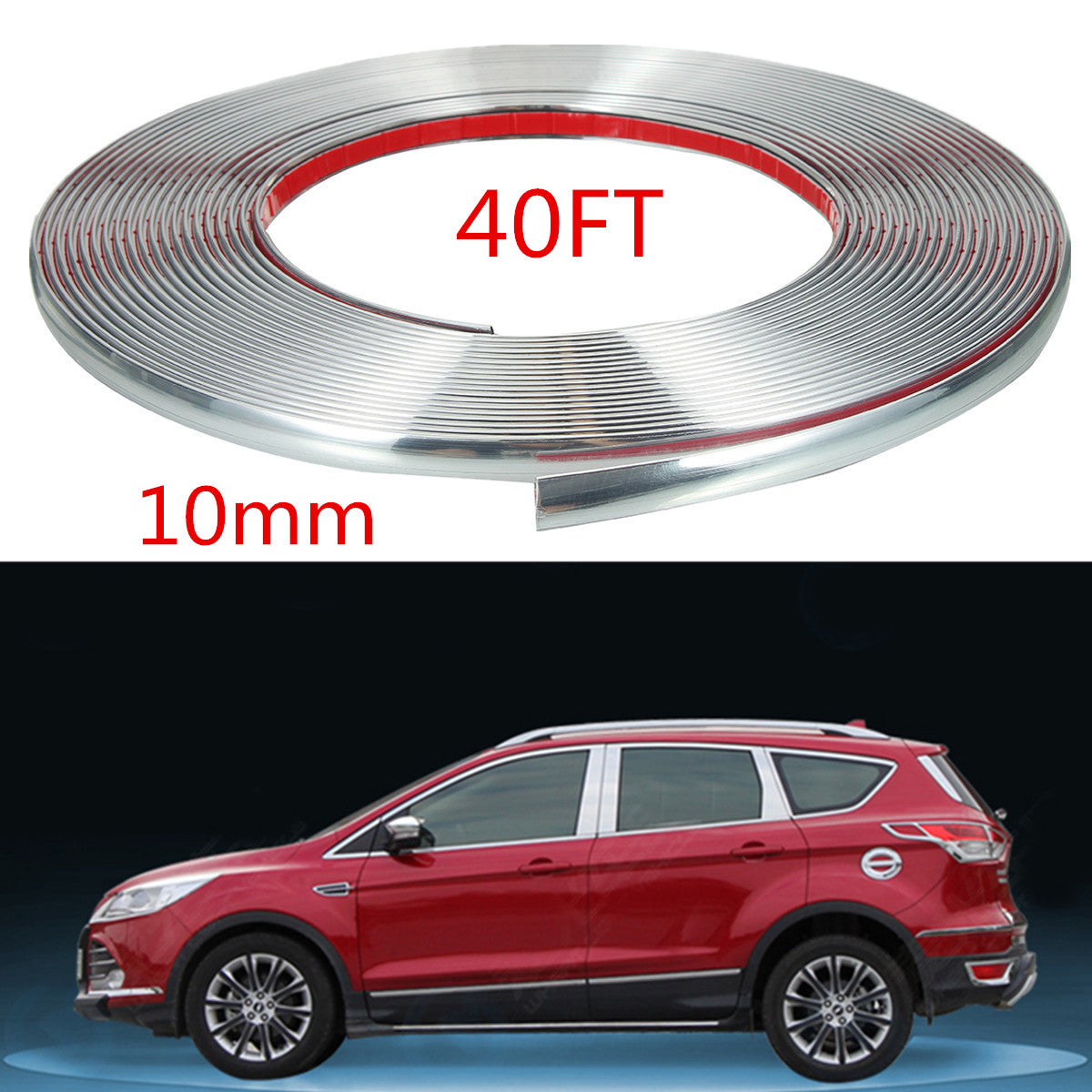 12M Chrome Car Door Edge Protector Trim Strip - Body Lip Guard Moulding Decor