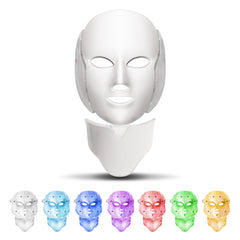 7-Color LED Facial Mask for Acne & Neck Therapy - Korean Beauty Light Machine