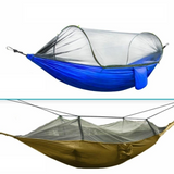 Portable Camping Hammock with Mosquito Net and Pop-Up Light - Outdoor Parachute Fabric