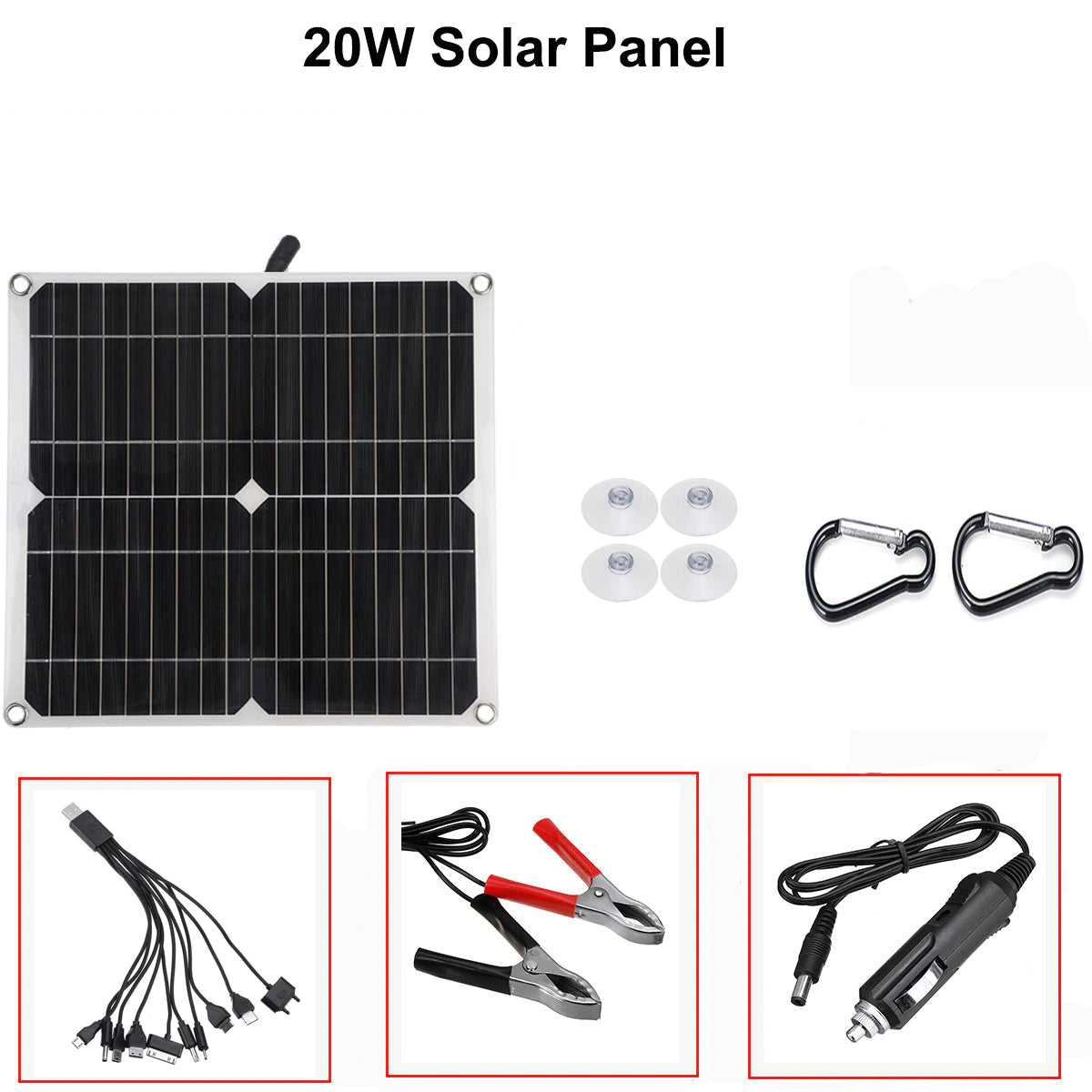 20W Flexible Solar Panel USB 5V DC 12V with 10/20/30A Controller for Car, Yacht, Battery Charger, Camping, Waterproof