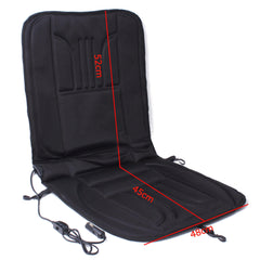 12V Heated Car Seat Cushion Cover - Padded, Black, Winter Warmer for Cars and Vans