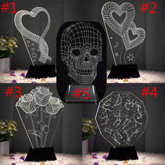 LED 3D Night Light USB - Creative, Energy-Saving Bedside Lamp for Home