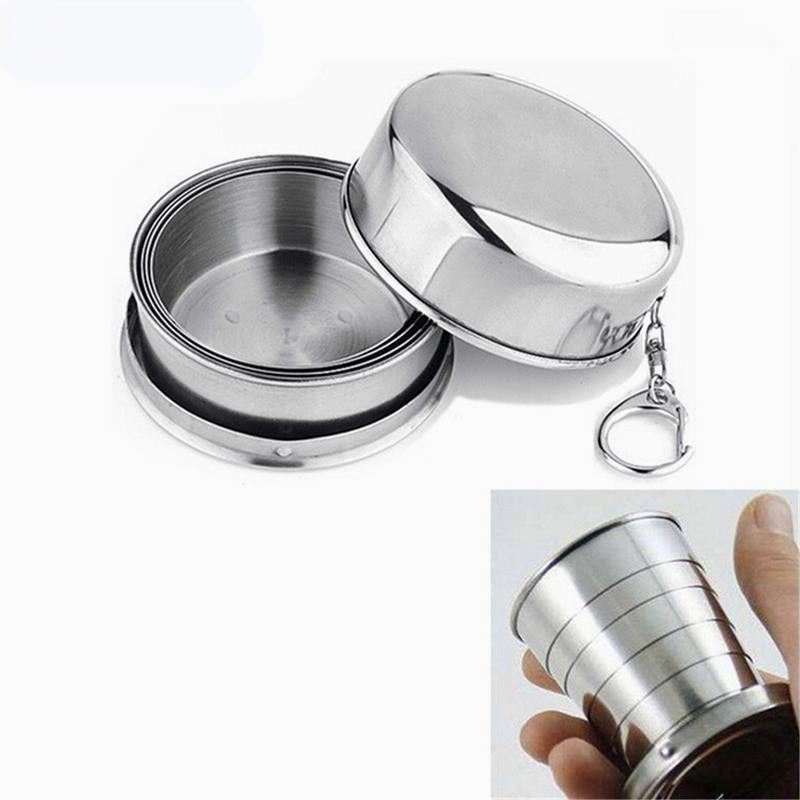 Stainless Steel Folding Cup - Portable Travel Tool Kit for Camping, Hiking, and Outdoor Sports - EDC Gear