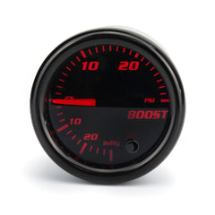 12V 52mm Turbo Boost Gauge Vacuum Pressure Meter 0-30PSI 7 Color LED Black Lens