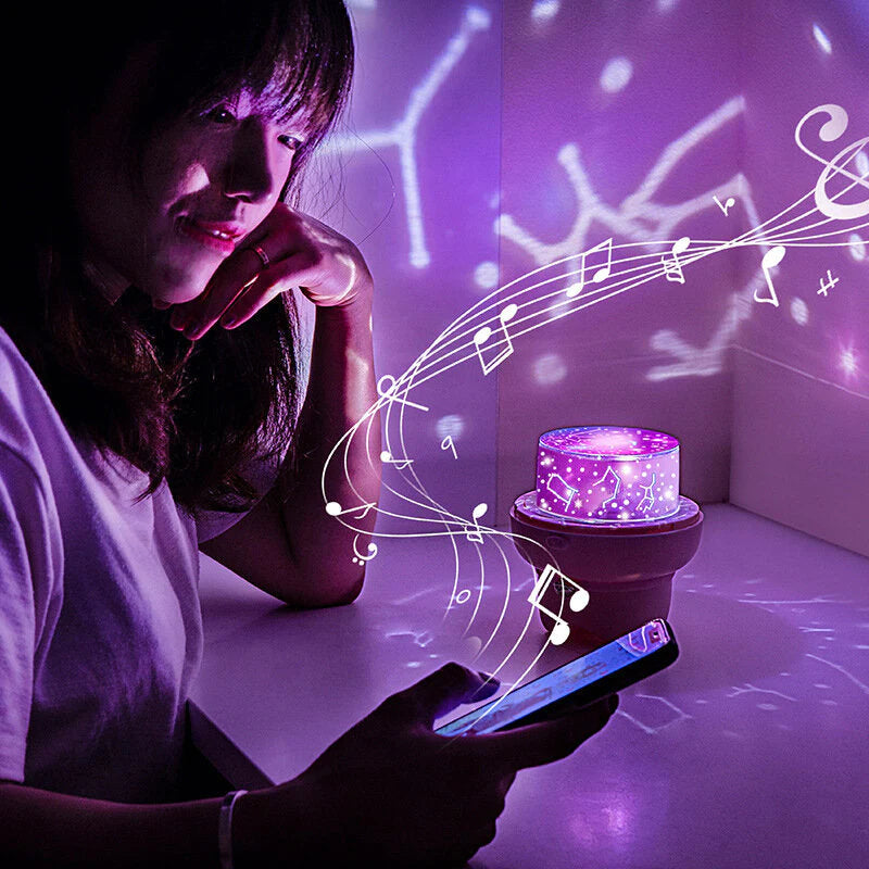 Romantic LED Starry Sky Projection Lamp with Bluetooth Speaker & Remote Control Night Light