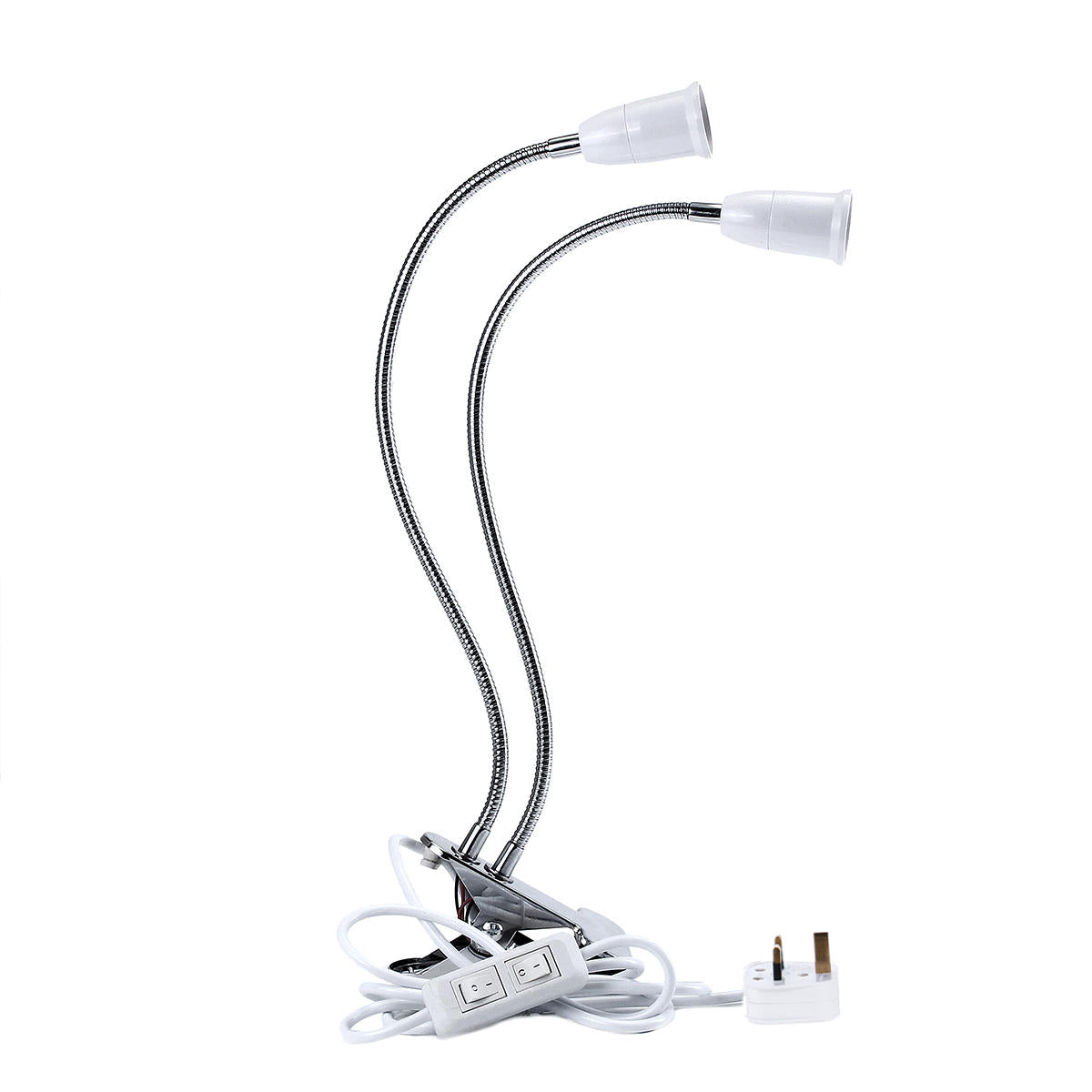 40CM E27 Dual Head Clip Lampholder Bulb Adapter with On/Off Switch for LED Grow Light