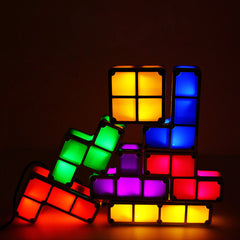 DIY Tetris Puzzle LED Night Light - Stackable, 7 Colors, Constructible Block Desk Lamp, Novelty Toy, Children's Gift