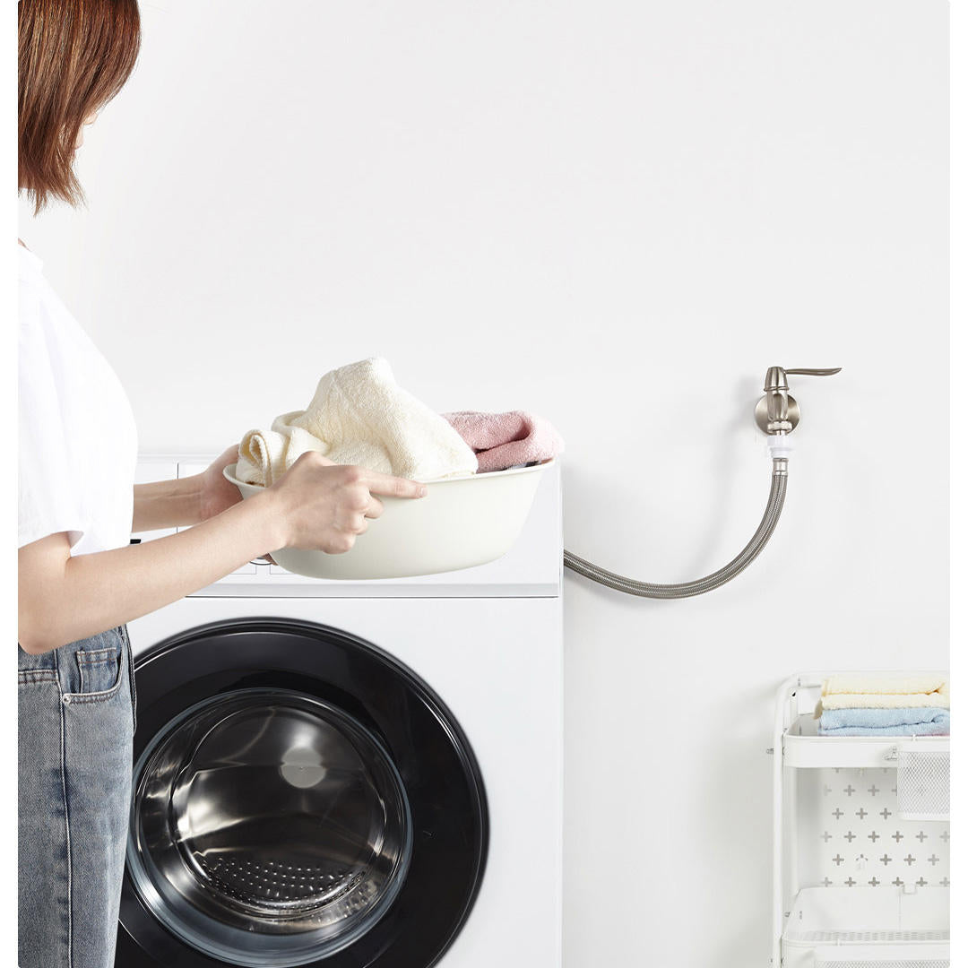 Washing Machine Faucet Tap Quick Connector, 1/2'' & 3/4'', 90 Degree Ceramic Valve, Intelligent Water Sealing
