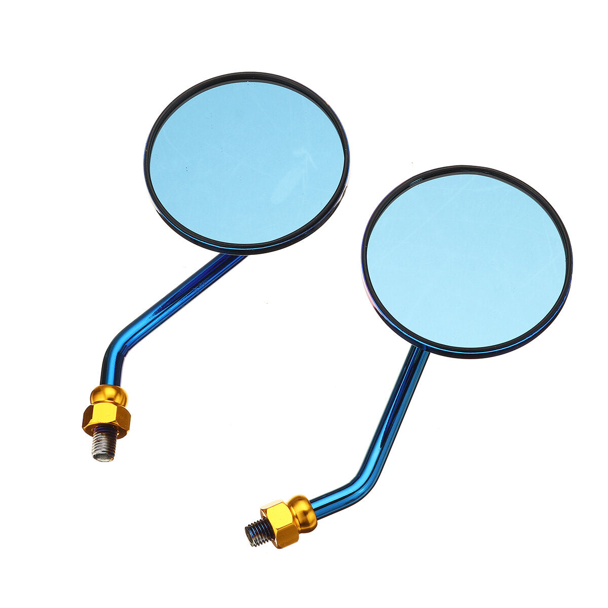 Blue Anti-Glare Aluminum Motorcycle Rearview Side Mirrors with M10 Screw