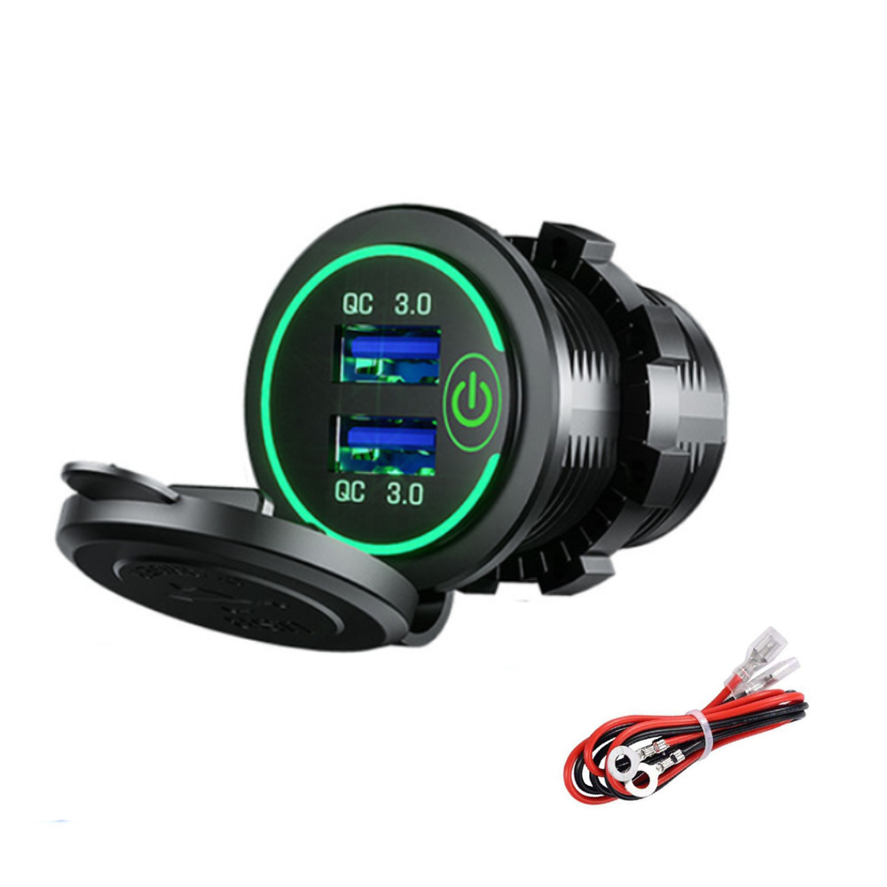 12-24V Touch Switch Fast Charger Socket with Dual USB LED Digital Voltmeter Display