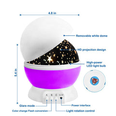 LED Rotating Starry Sky Night Light Projector - Children's Room Decor Lamp