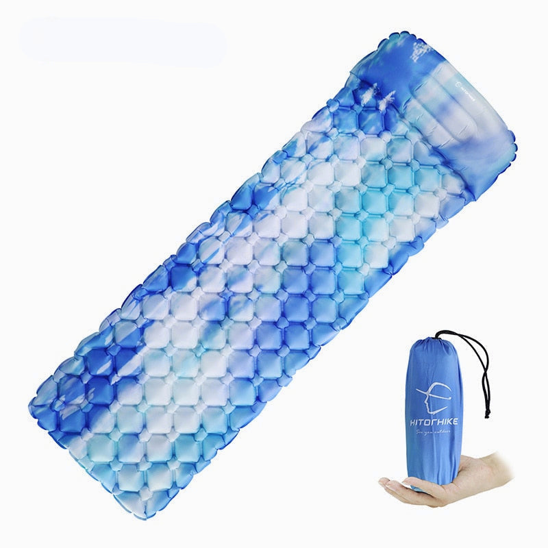 Ultralight Inflatable Camping Sleeping Pad with Pillows - Folding Travel Mat for Hiking & Trekking