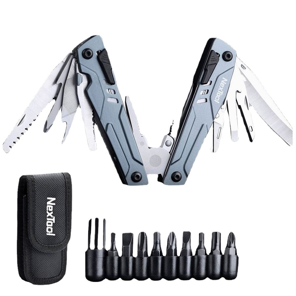 14-in-1 Multi-Function Folding Pliers: Portable Camping, Hiking Multitool with Scissors, Opener, Screwdriver, Saw