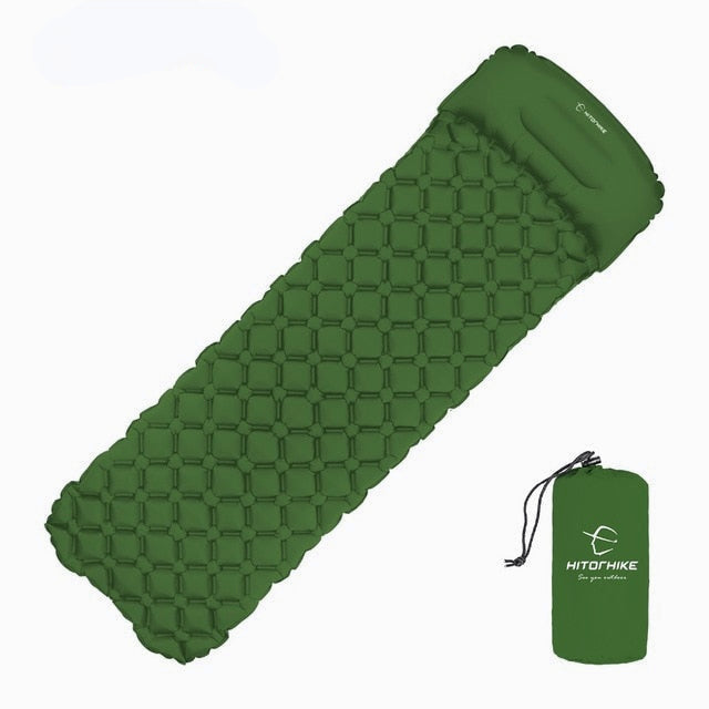 Ultralight Inflatable Camping Sleeping Pad with Pillows - Folding Travel Mat for Hiking & Trekking