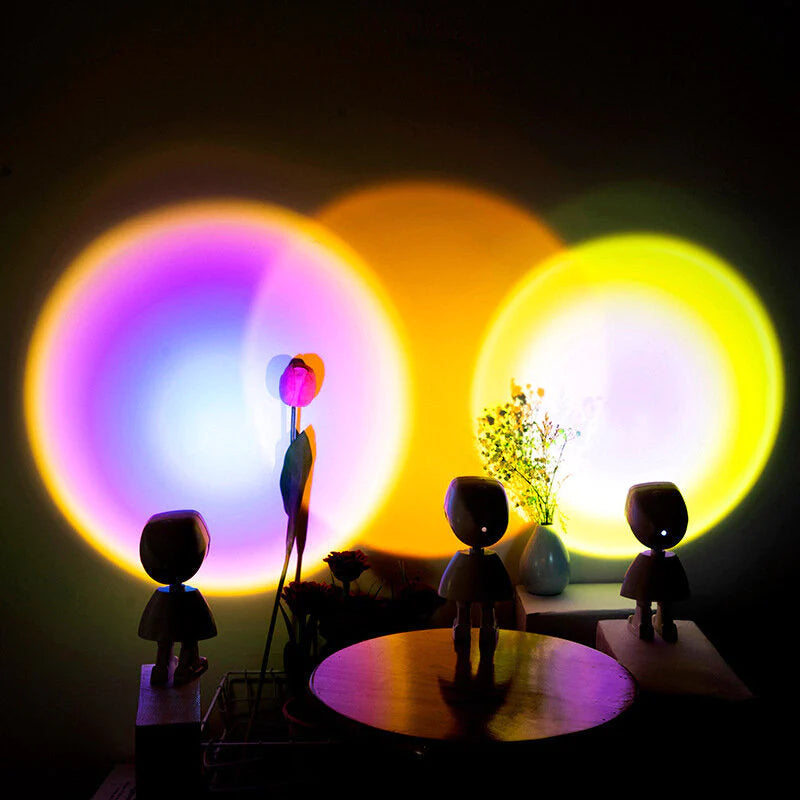 Sunset LED Rainbow Projection Desk Lamp - Home Decor USB Night Light